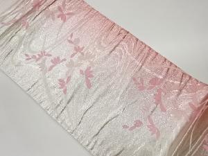 田中義織物製　流水に草花模様織出し袋帯